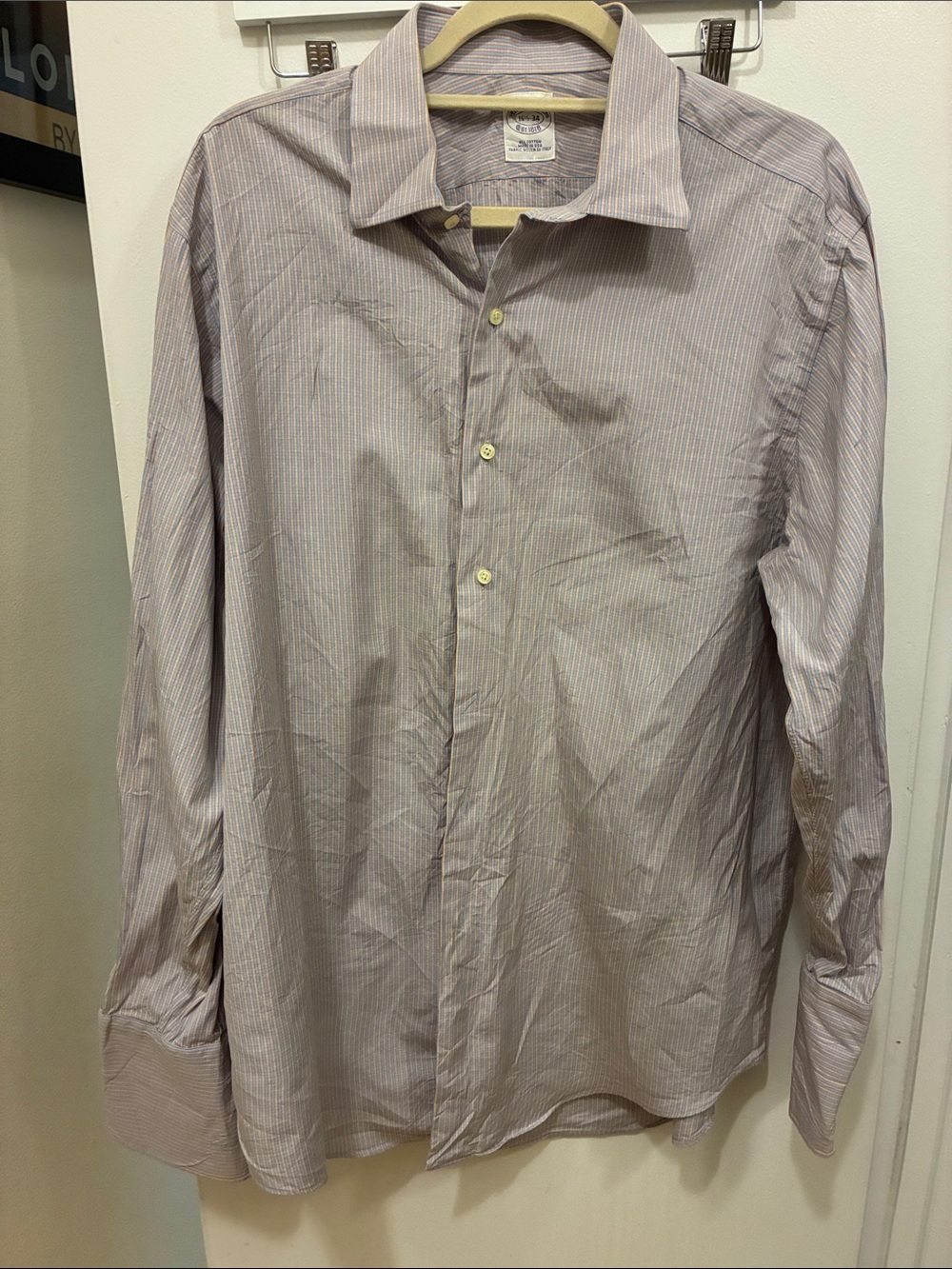 Brooks Brothers Men's Classic Button-Down Shirt Lavender Orange Check Preppy